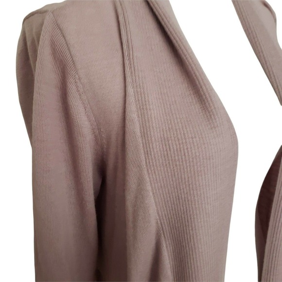 North South Merino - 100% Fine Merino Wool Open Front Cardigan, Mauve Co… - Picture 4 of 8